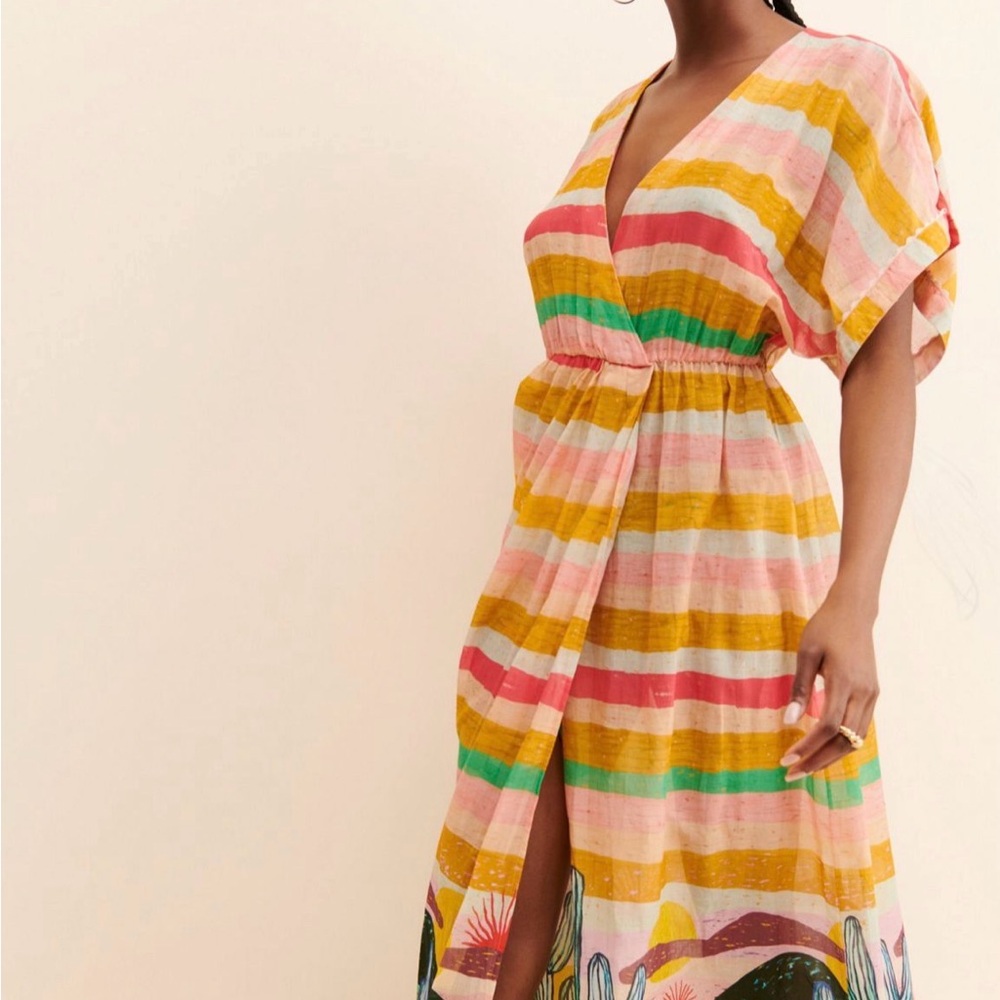 Anthropologie Scotch & Soda Abel Macias Printed Beach Kaftan | Size Large | - Picture 3 of 7
